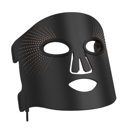 Deloxia LED Glow Face Mask in black, soft silicone with LED panel visible